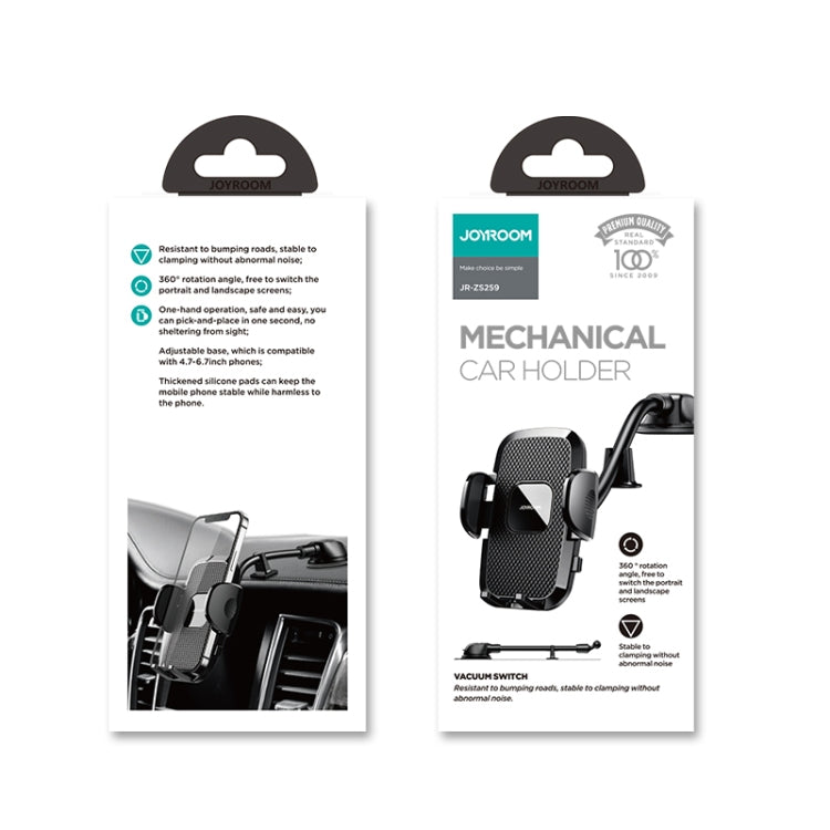 JOYROOM JR-ZS259 360 Degree Rotation Mechanical Car Holder, Style: Long Arm Sucker, JR-ZS259