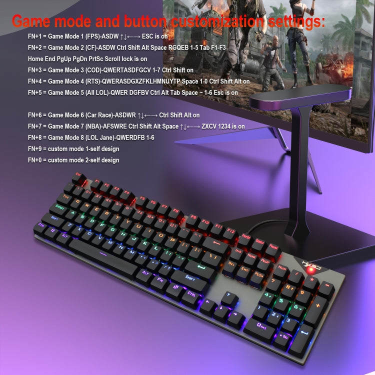 HXSJ L300 104 Keys USB Port LED Lighting Wired Mechanical Keyboard