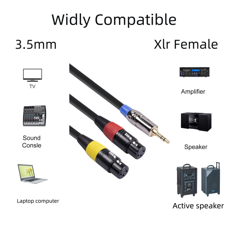TC194BUXK107YR-30 3.5mm Male to Dual Canon Female Audio Cable, 3.5mm Male to Dual Canon Female