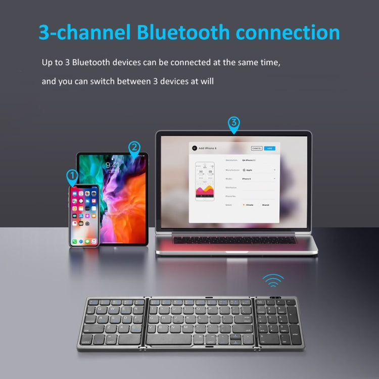 B089T Foldable Bluetooth Keyboard Rechargeable with Touchpad, B089T(Grey), B089T (Silver), B089T (Black)