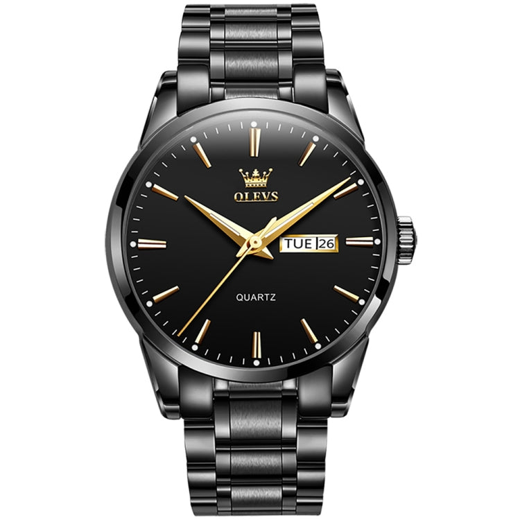 OLEVS 6898 Men Waterproof Luminous Steel Watch Band Quartz Watch, Black Blue Steel, Gold Black, Gold Blue, Gold White, Black Steel