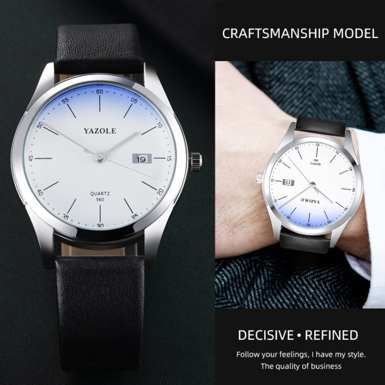 YAZOLE 560 Leather Strap Quartz Movement Waterproof Men Watch
