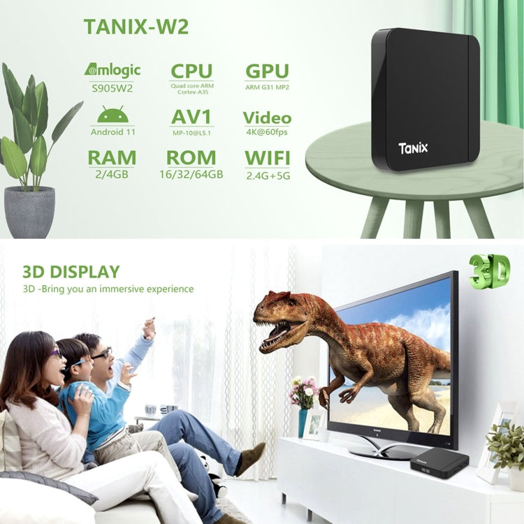Tanix W2 Amlogic S905 Quad Core Smart TV Set Top Box, 2G+16G With Dual Wifi/BT, 4G+32G With Dual Wifi/BT, 4G+64G With Dual Wifi/BT