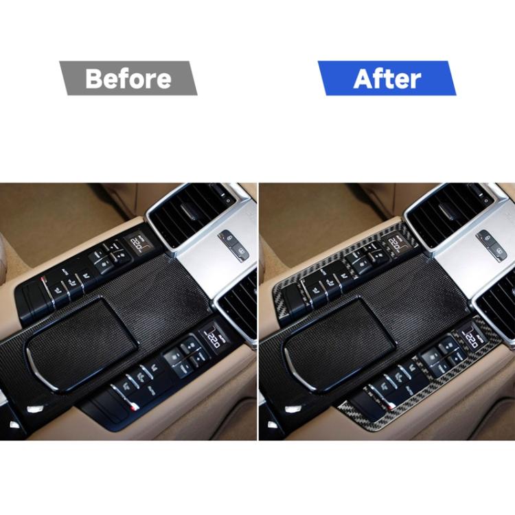 Car Carbon Fiber Rear Row Button Frame Decorative Sticker for Porsche Panamera 2010-2016, Left and Right Drive, Rear Row Button Frame