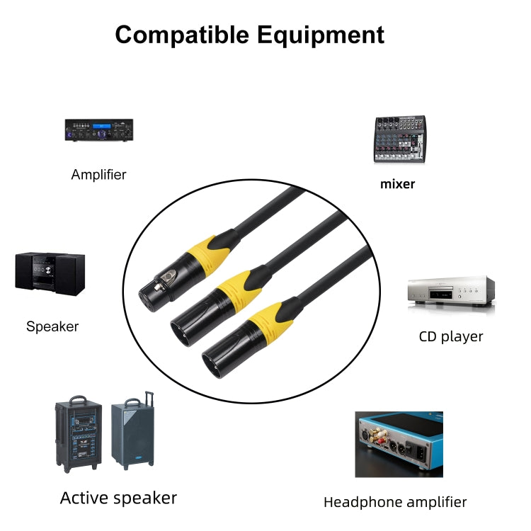 XK303MMF-10 3pin XLR Female to Dual XLR Male Audio Cable, Length: 1m, XLR F to 2 x XLR M
