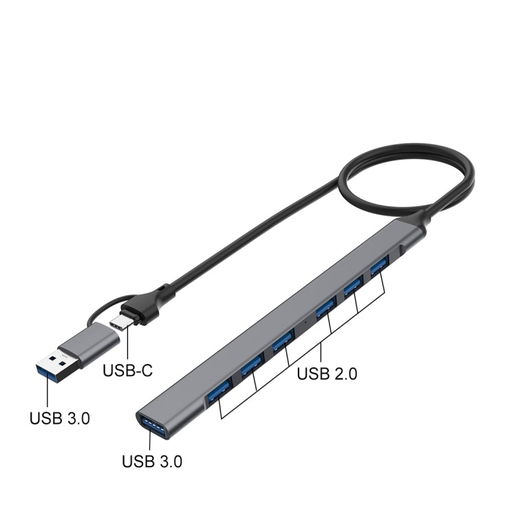 Onten OT-UCA9702 2 in 1 7-port Portable Multifunctional HUB Docking Station, UCA9702