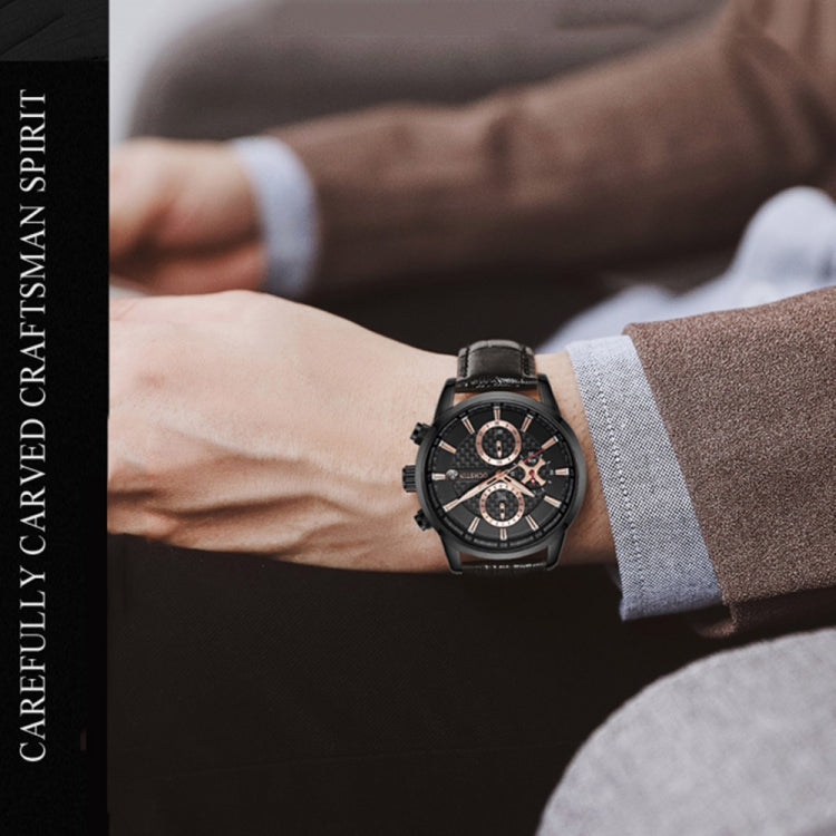 Multifunctional Quartz Waterproof Men Leather Watch, OCHSTIN 6085B