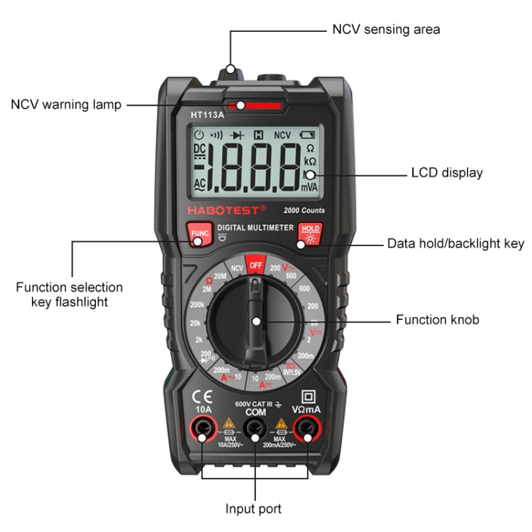 HABOTEST HT113C Automatic Range High-precision Digital Multimeter, HT113C