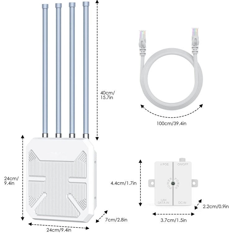 Wavlink WN573HX1 WiFi 6 AX1800 Dual Band Long Range Outdoor WiFi Extender, WN573HX1