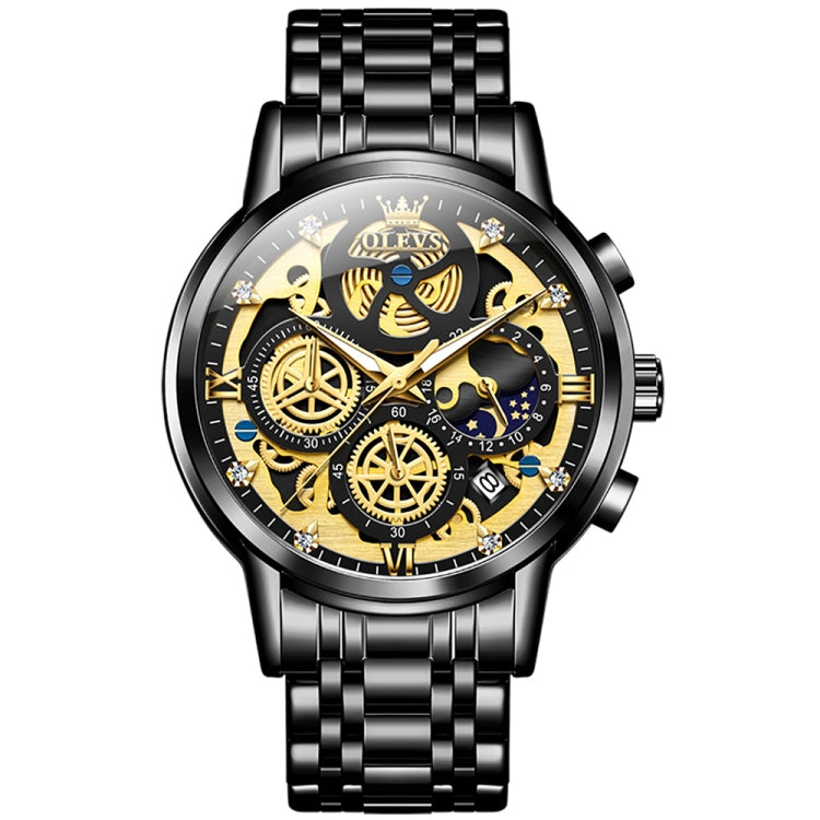 OLEVS 9947 Men Multifunctional Hollow Waterproof Quartz Watch
