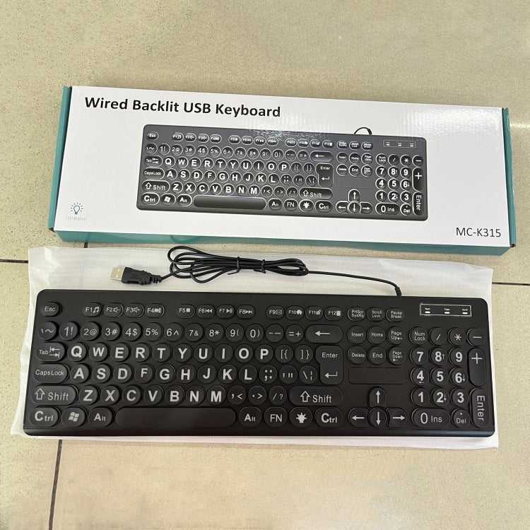 MC-K315 104 Keys Large Characters Blacklit Wired Keyboard, MC-K315