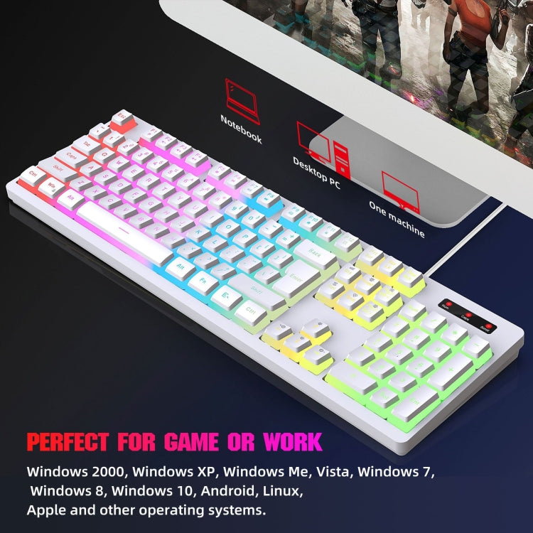 HXSJ L200 Wired RGB Backlit Keyboard 104 Pudding Key Caps, L200
