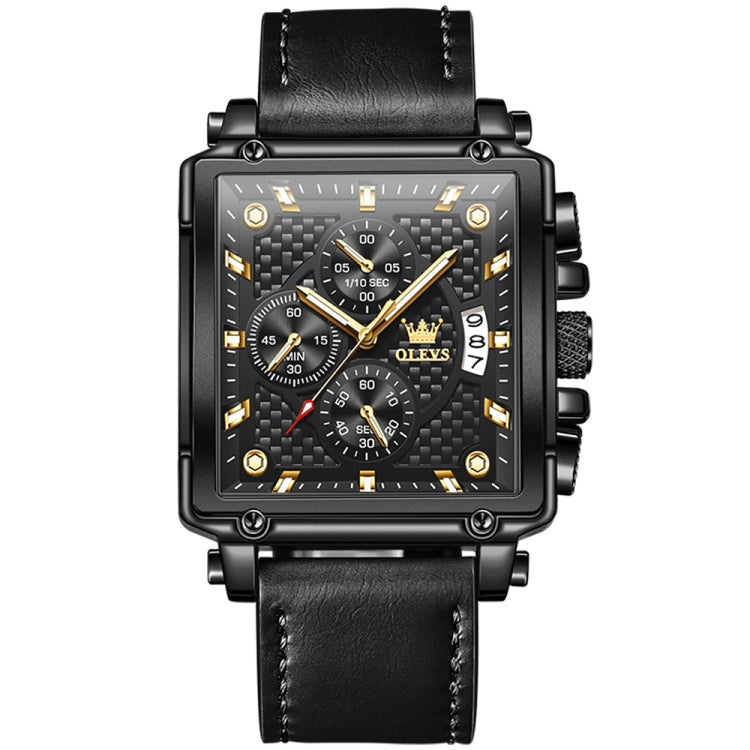 OLEVS 9925 Men Square Dial Multifunctional Waterproof Quartz Watch