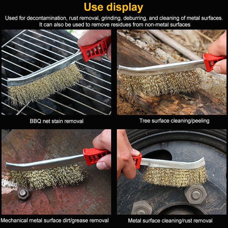 BBQ Grill Wire Cleaning Brush with Handle, Stainless Steel, Copper Plating