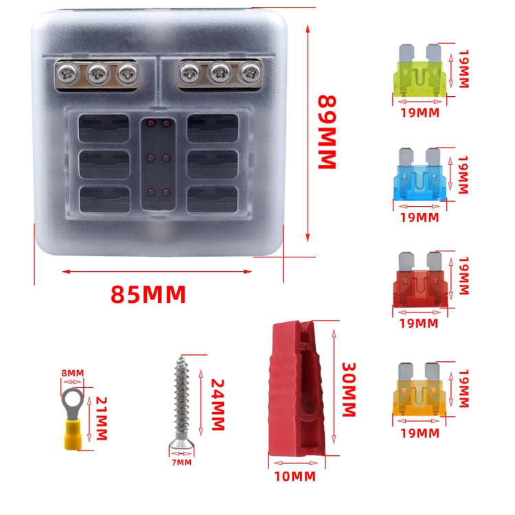 CP-4040 6 Way Fuse Block with 12pcs Fuses and 12pcs Terminals, 6 Way with 12pcs Terminals