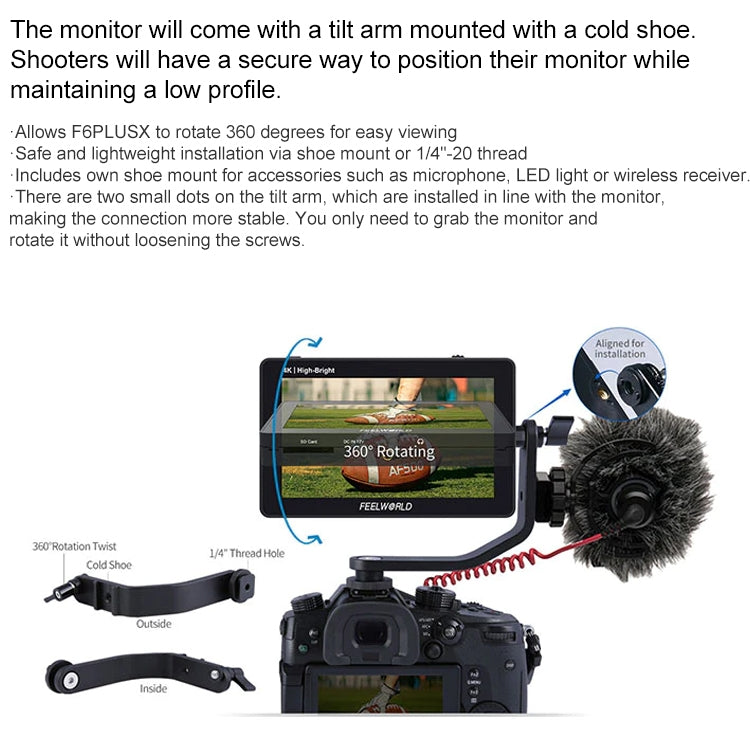 FEELWORLD F6 PLUSX 5.5 inch High Bright 1600nit Touch Screen DSLR Camera Field Monitor IPS FHD1920x1080 4K HDMI, F6 PLUSX