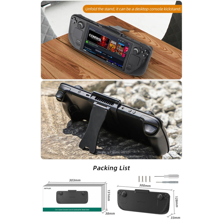 Hifylux 3 in 1 Gaming Console Protector Guard Monitor Cover Sun Hood Kickstand Holder Mount, For Steam Deck