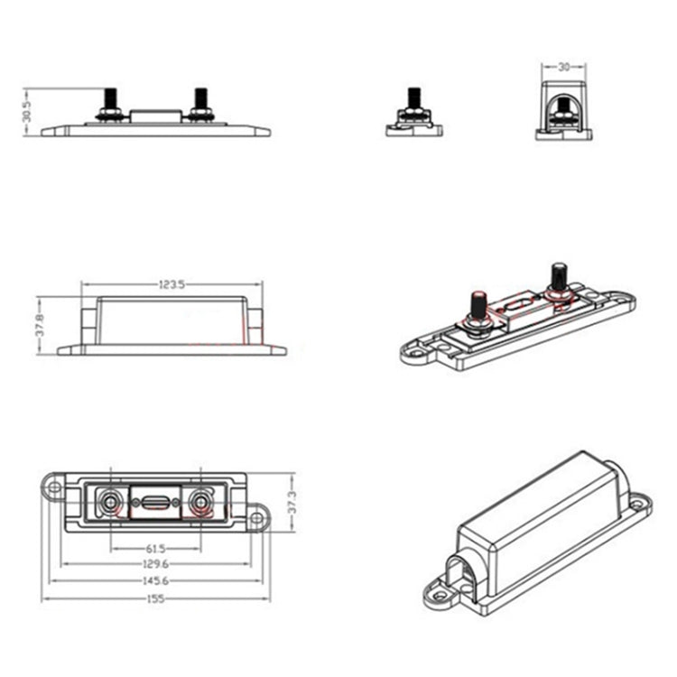 3 in 1 ANL Car Audio Modified Fuse Holder with 200A Fuse, 50A, 80A, 100A, 120A, 125A, 150A, 200A, 250A, 300A, 400A, 500A