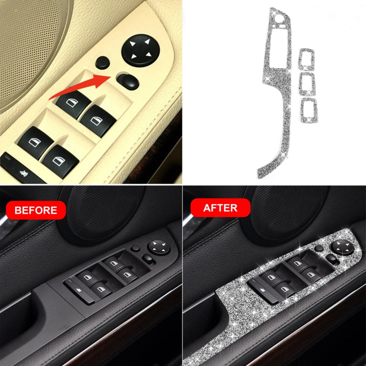 For BMW 3 Series E90 / 320i / 325i 2005-2012 Car Window Lift Panel with Folding Key 37.8cm Diamond Decorative Sticker, Left Drive, Window Lift Panel with Folding Key 37.8cm