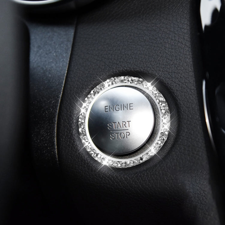 Car One-Click Start Ring Diamond Decoration Sticker, Left and Right Drive, One-Click Start Ring
