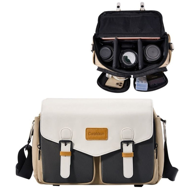 Cwatcun D99 Contrast Color Single Shoulder Camera Bag Outdoor Camera Bag Professional Crossbody Handbag, 25.5 x 10.5 x 18cm Medium, 32.5 x 14.5 x 21.5cm Large