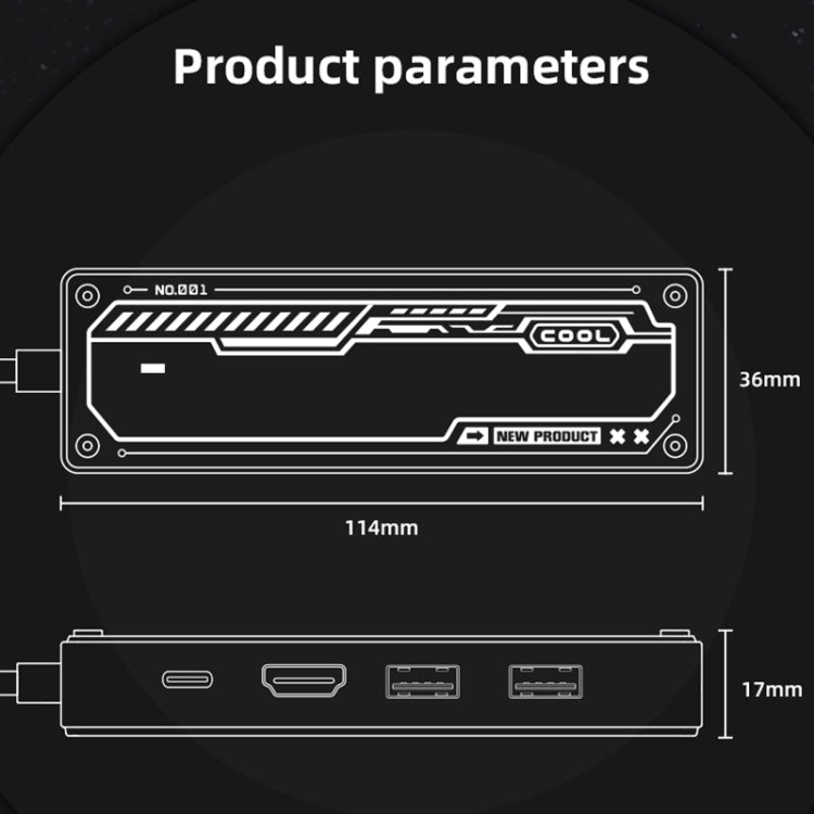 SW6V 6 in 1 Type-C to USB + HDMI + VGA + Audio 3.5 HUB Docking Station, SW6V