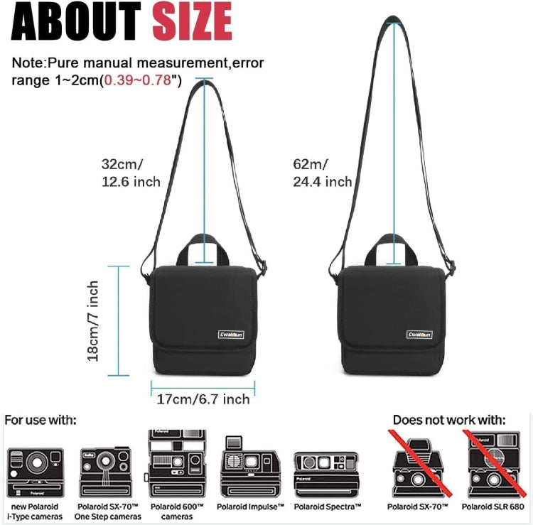 Cwatcun D52 Crossbody Camera Bag Photography Lens Shoulder Bag, 17 x 18 x 11cm