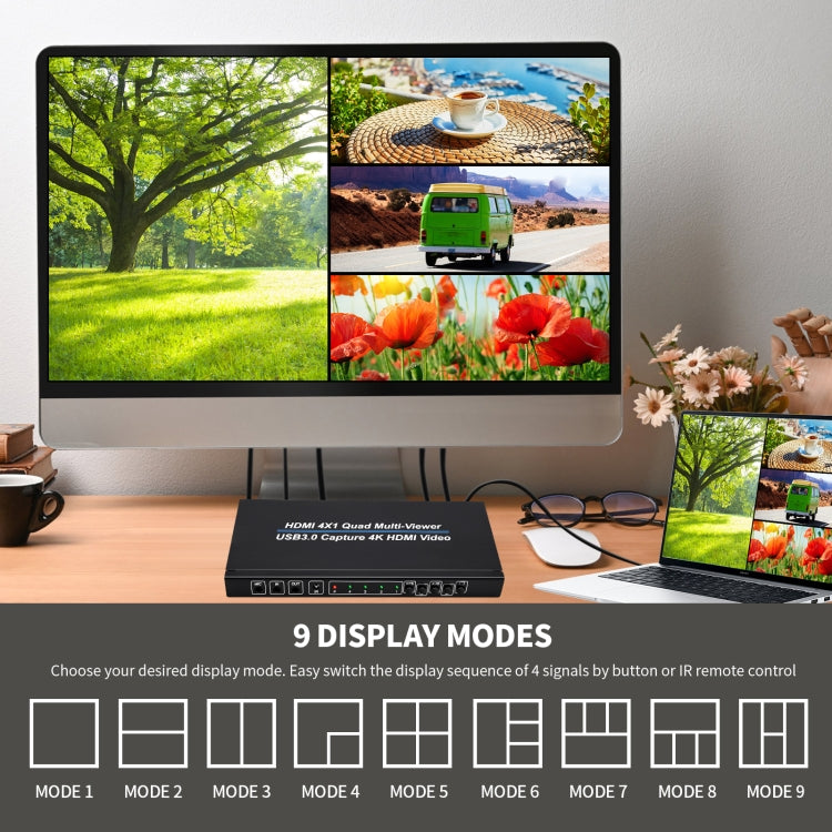 NK-941S 4K HDMI 4x1 Screen Splitter + USB3.0 Video Capture All In One Machine, NK-941S