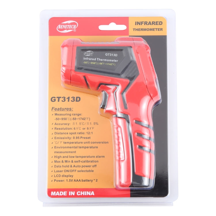 BENETECH GT313D LCD Display Infrared Thermometer, Battery Not Included, GT313D