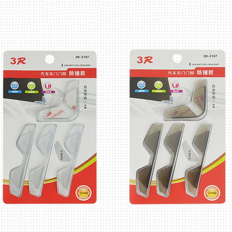 3R 3R-2107 Car Door Anti-collision Rubber Strip Invisible Protection Anti-scratch Aticker, 3R-2107 (Transparent), 3R-2107 (Transparent Black)