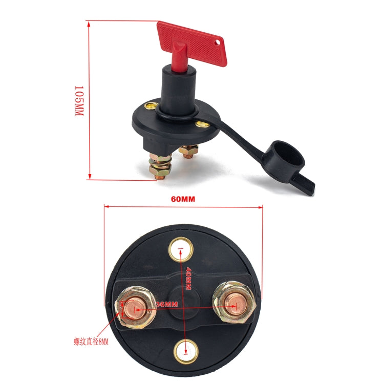 200A Car Battery Selector Isolator Disconnect Rotary Switch Cut with 2 Keys, A2941