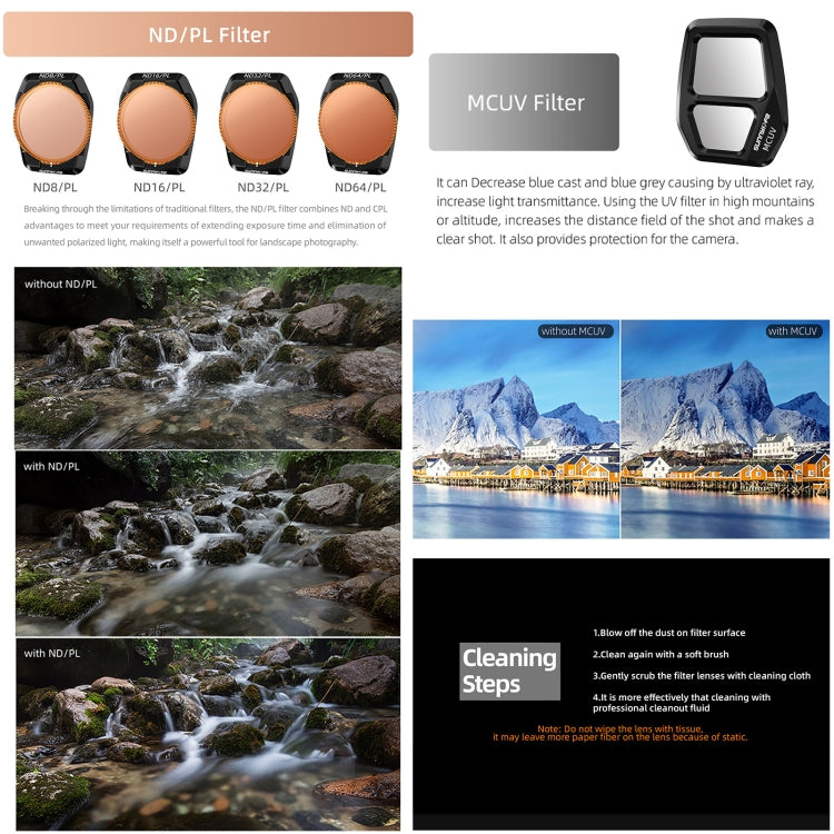 For DJI Air 3S Sunnylife Camera Lens Filter, MCUV, ND8, ND16, ND32, ND64, CPL, ND8PL, ND16PL, ND32PL, ND64PL, 3 in 1 CPL ND8 ND16, 4 in 1 ND8-64, 4 in 1 ND8-64PL, 4 in 1 UV CPL ND32 ND64, 6 in 1 UV CPL ND8-64