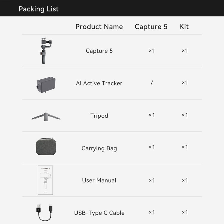 FUNSNAP Capture 5 Professional 3-Axis Handheld Gimbal Phone Live Stabilizer, Capture 5 Combo