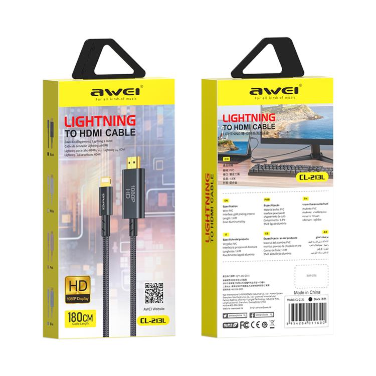 awei CL-213L 8 Pin to HDMI 1080P HD Adapter Cable, CL-213L