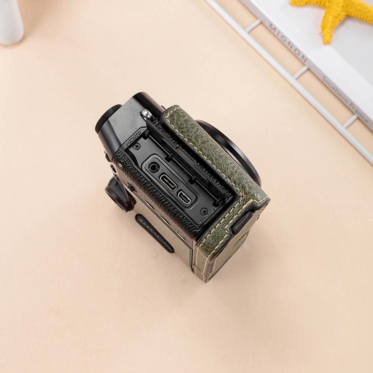 Buffalo Texture PU Leather Camera Half Case Base with Shoulder Strap, For FUJIFILM X100VI