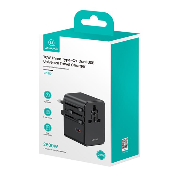USAMS CC310 70W Three Type-C and Dual USB-A Ports Universal Travel Charger, CC310