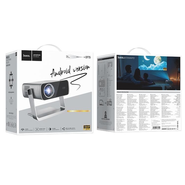 hoco DT5 1920x1080P 270ANSI Smart Electric Focus Projector Android Version, EU Plug