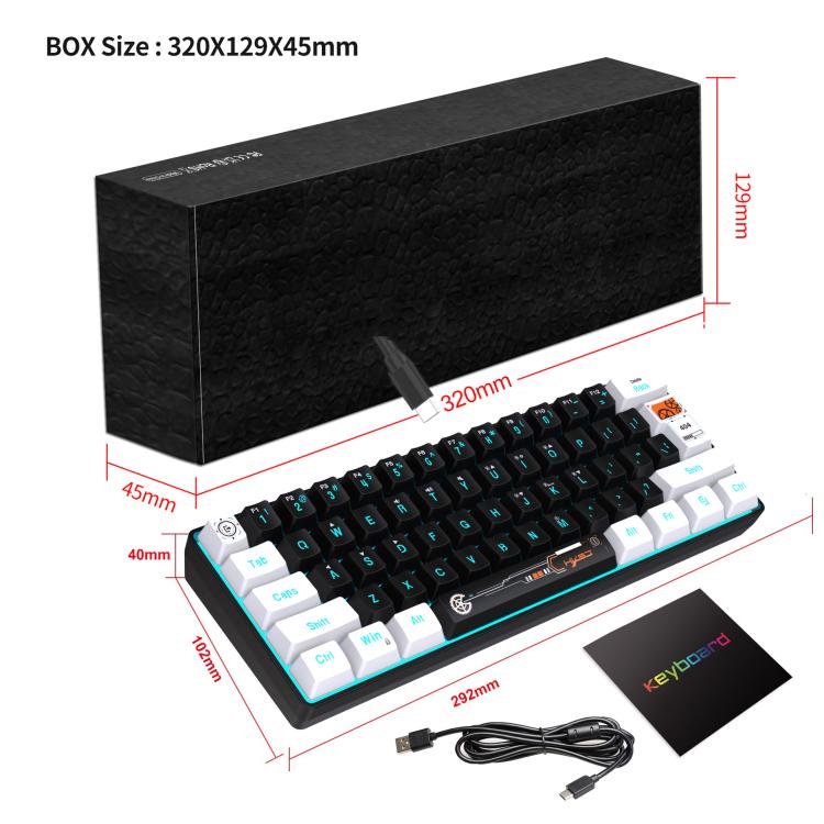HXSJ V700WB Wired RGB Backlit Membrane Keyboard 61 Key Caps, Cable Length: 1.7m, V700WB