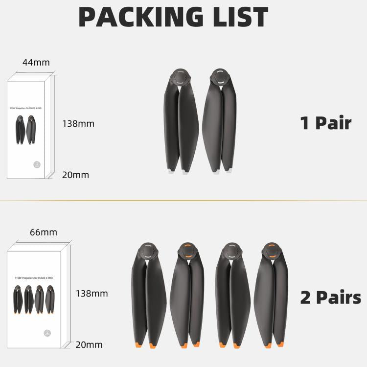For DJI Mavic 4 Pro Sunnylife 1158F Quick-Release Propellers Blades, One Pair, Two Pairs