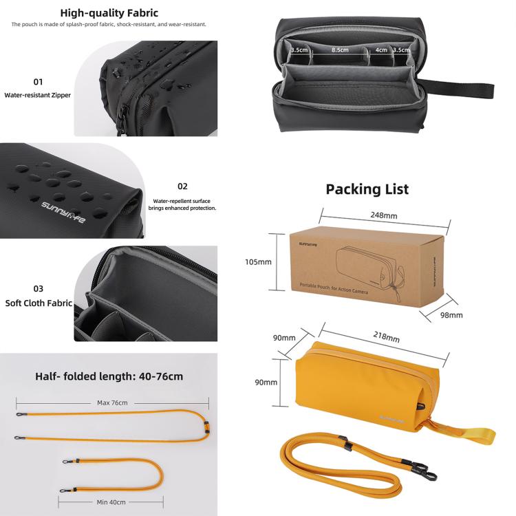 Sunnylife Carrying Handbag Storage Shoulder Bag Combo Bags Mini Travel Daily Pouch, For DJI OSMO Pocket 4 / 3