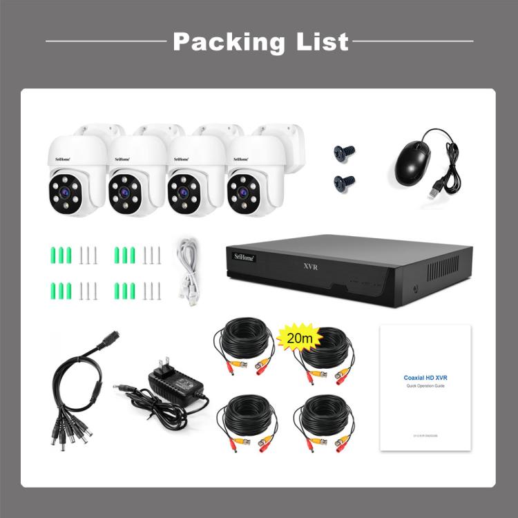 SriHome NVS008-AHD030 2MP HD 4-CH XVR NVR Camera Network Video Recorder Kit, NVS008-AHD030 2MP