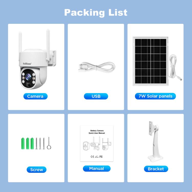 SriHome DH005 4MP 2K Low Power Consumption Wireless Security Camera System with Solar Panel, DH005