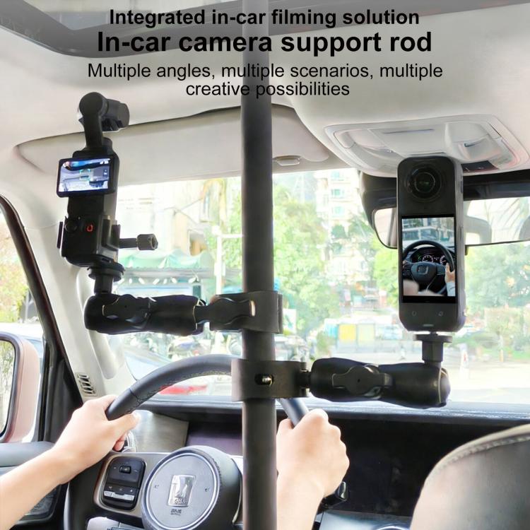 In-Car Camera Adjustable Mount Support Pole Extension Rod, 52-81.5cm Basic, 70-121cm Extended, Basic 4 in 1 Set with Crab Clip, Extend 4 in 1 Set with Crab Clip, Basic 5 in 1 Set with Clip Pocket Frame, Extend 5 in 1 Set with Clip Pocket Frame