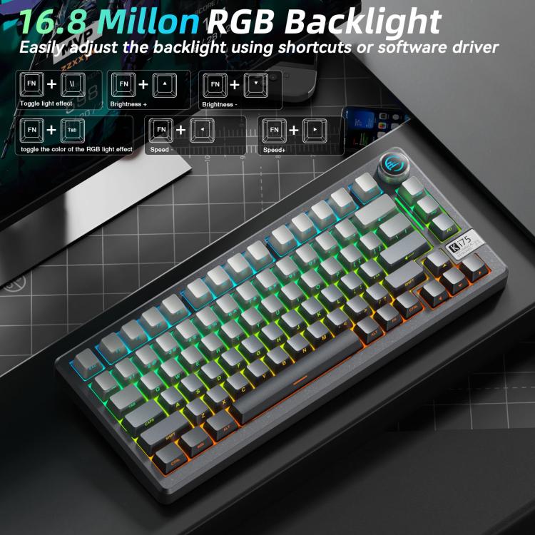 SOLAKAKA Ki75 Tri-mode RGB Side-Legend Wireless Mechanical Keyboard, Seiya Switch
