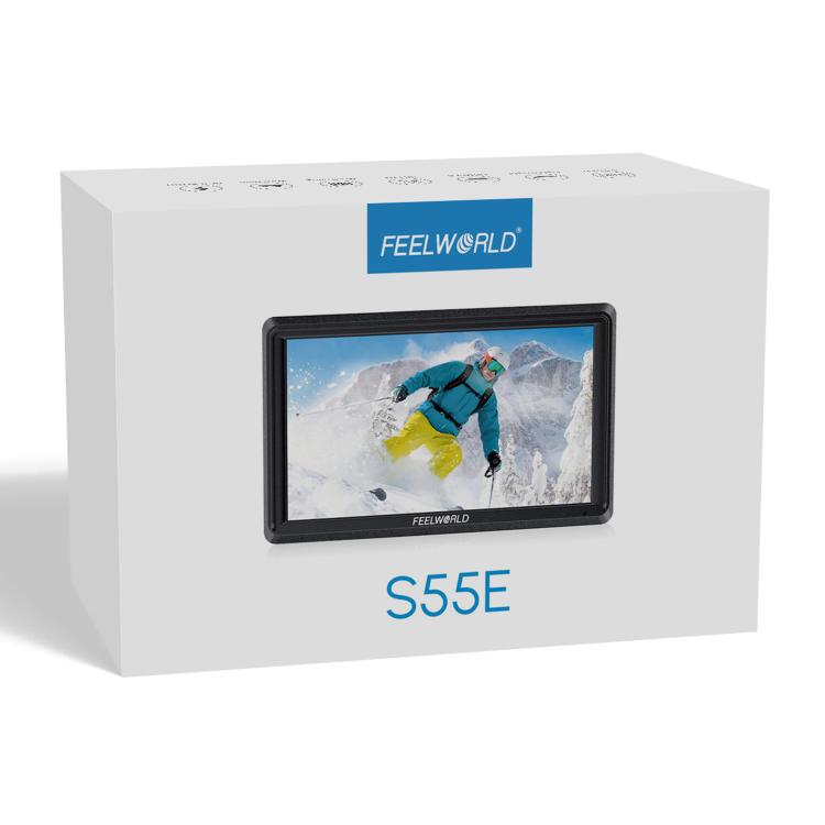 FEELWORLD S55E 5.5 Inch DSLR Camera Field Video Monitor FHD IPS Support 4K HDMI Input Output Tilt Arm Power Output