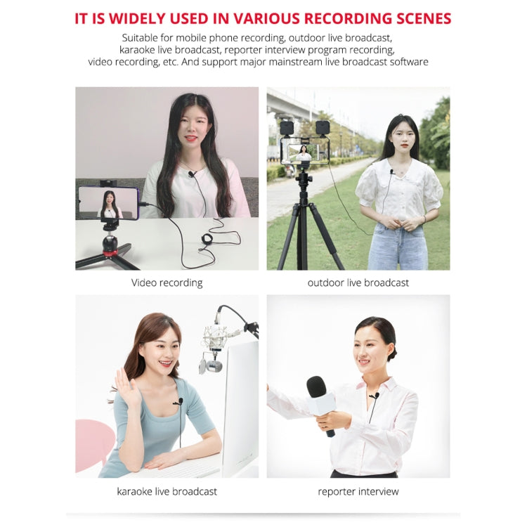 YELANGU MY2-C Type-C Interface Live Broadcast Interview Mobile Phone Lavalier Microphone, Length: 1.5m, MY2-C