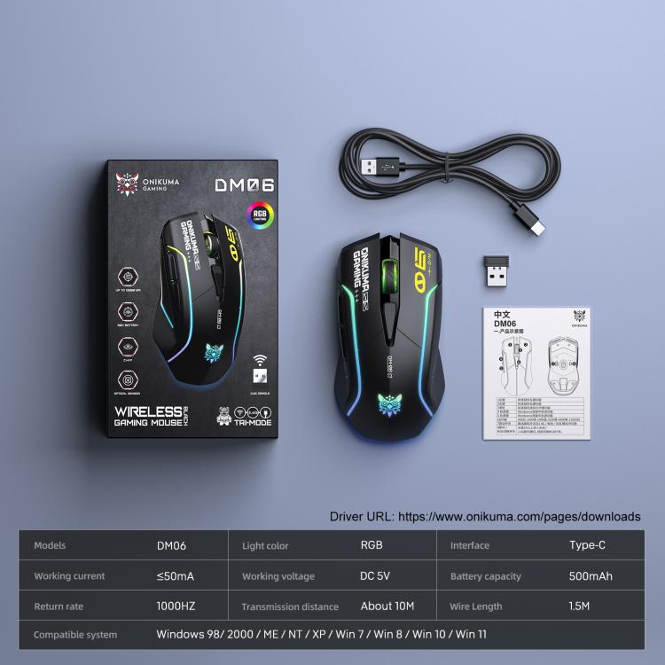 ONIKUMA DM06 RGB Three-mode E-sports Gaming Mouse, DM06