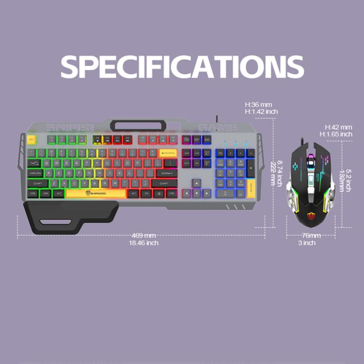 SHIPADOO GT500 Tri-color Block RGB Metal Cover Suspended Wired Gaming Keyboard with Mouse
