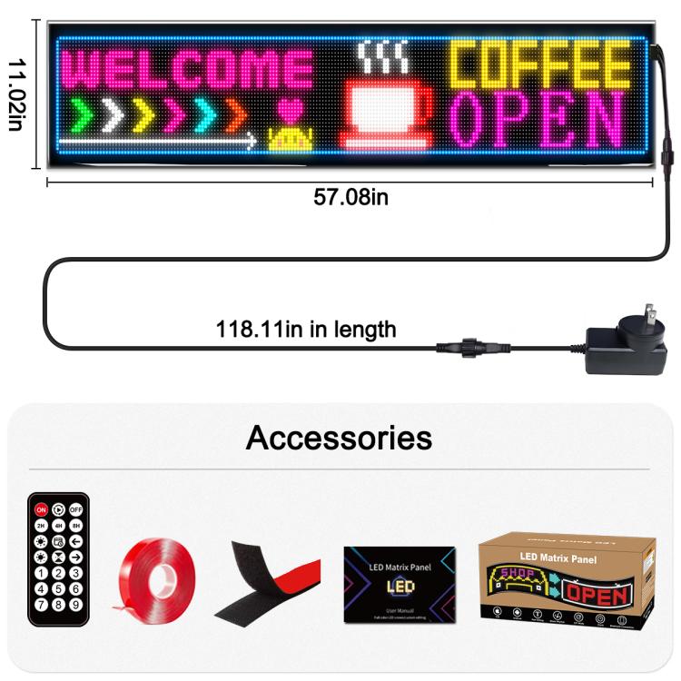 32x192 Pixels Dual Row Ultra-Thin LED Flexible Advertising Matrix Display Screen, Size: 145 x 28cm, 145 x 28cm