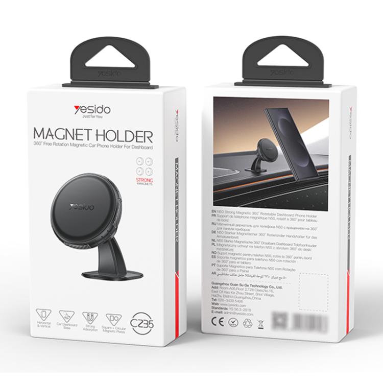 Yesido C235 Car 360 Degrees Rotation Dashboard Magnetic Phone Holder, C235